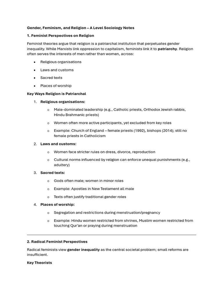 Gender, Feminism and Religion | PDF | Gender Studies | Feminism