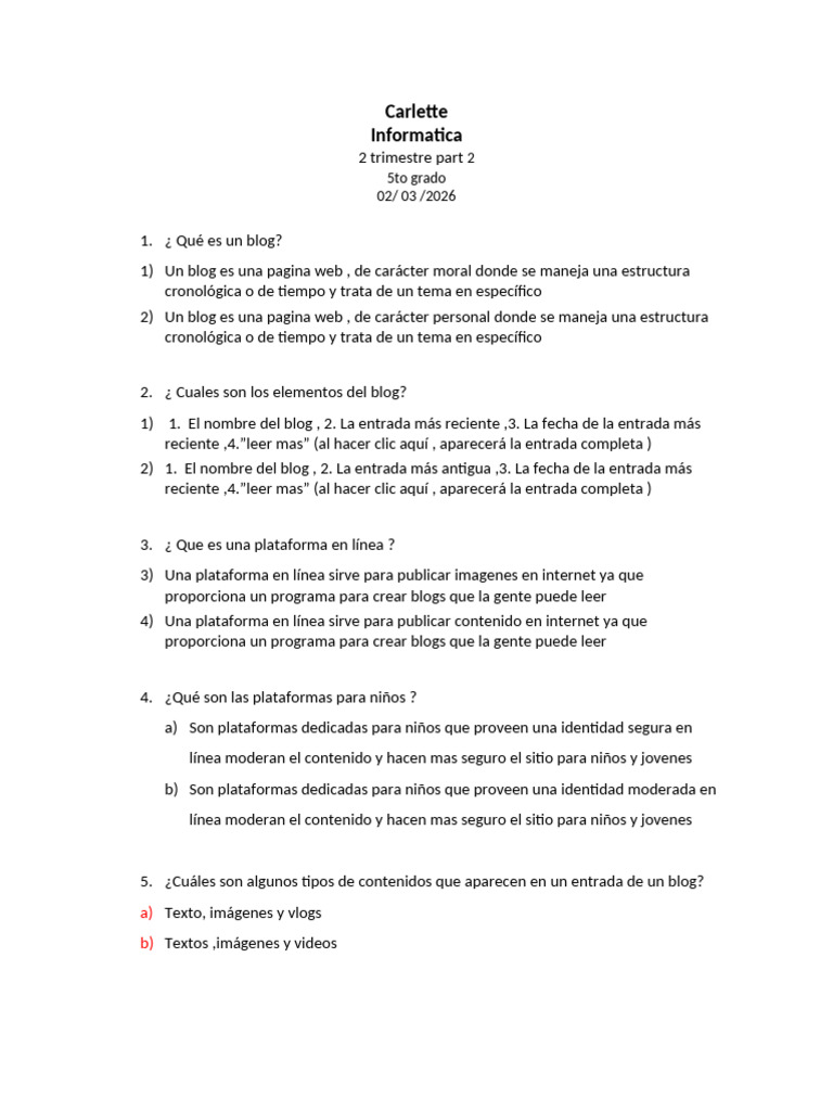 Carlette Informatica, 2 Trimestre Part 2 | PDF