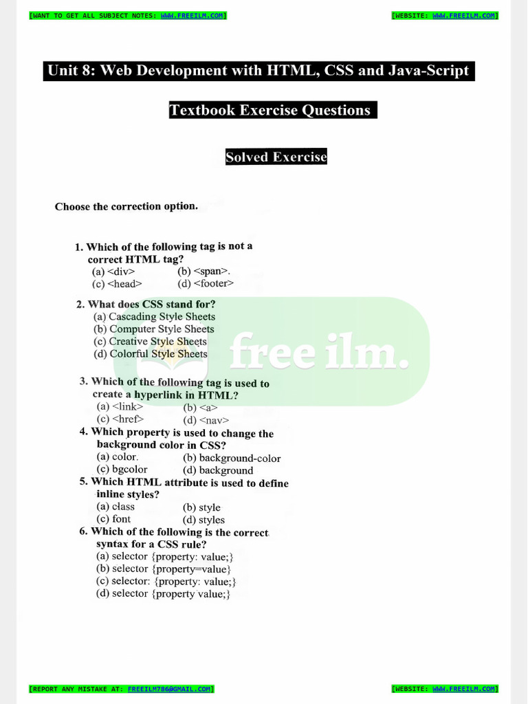 9th Computer New Ch8 Exercise | PDF
