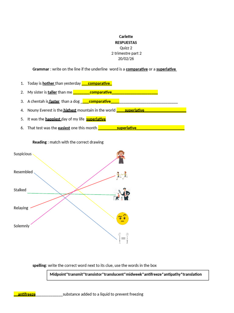 Carlette Quizz 2 Trimestre 2 Part 2 RESPUESTAS | PDF | Physical ...