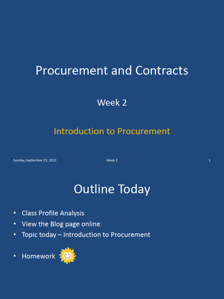 Week 2 - Introduction To Procurement | PDF | Procurement | Business