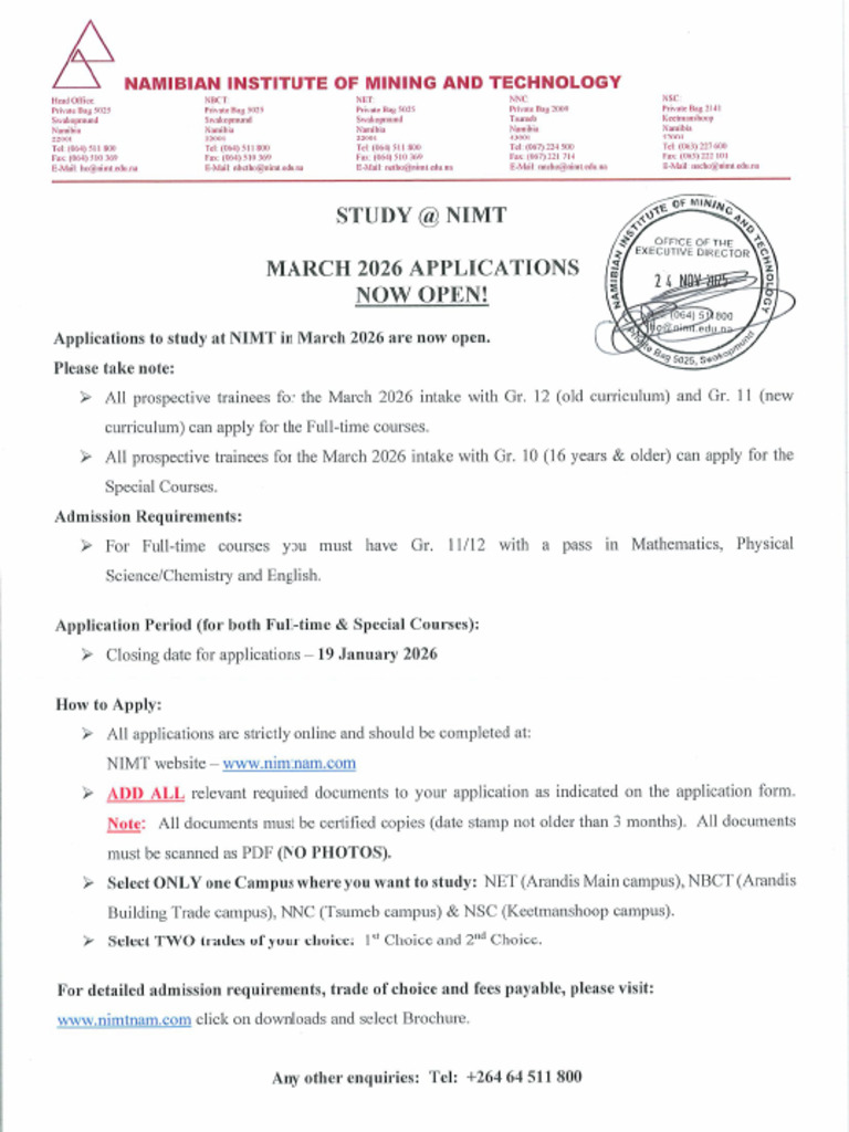 March 2026 Intake | PDF