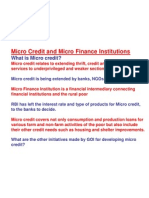 Micro Credit and Micro Finance Institutions