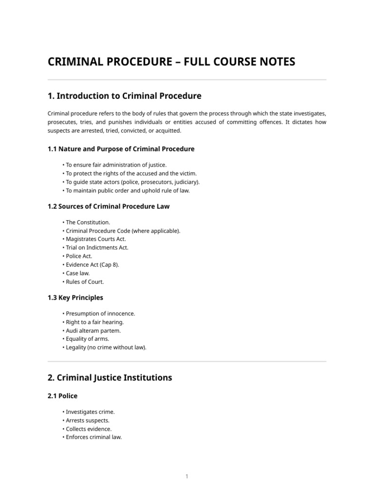 Criminal Procedure Full Notes | PDF | Criminal Procedure In South ...