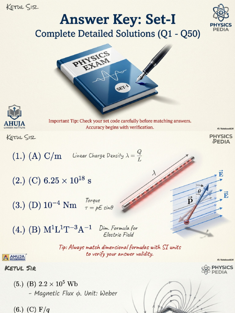 Physics Set I Answer Key | PDF