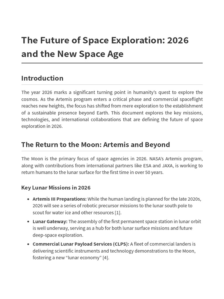 Space Exploration 2026 | PDF | Space Exploration | Moon