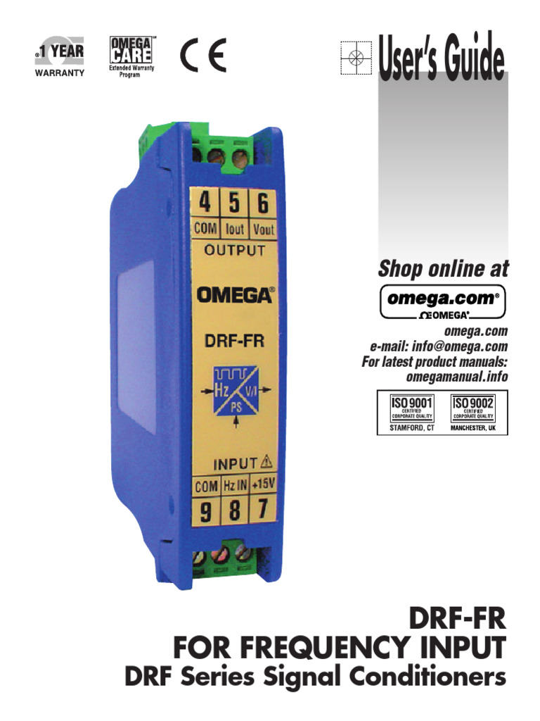 DRF-FR For Frequency Input: DRF Series Signal Conditioners | PDF ...