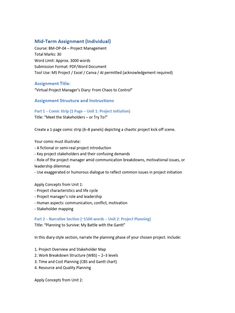 Mid-Term Assignment Project Management | PDF | Project Management