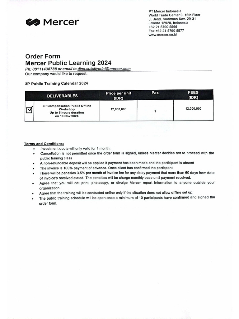 Form Training 3P Compensation Mercer - Rahmat Subagyo Aswata - 105547 | PDF
