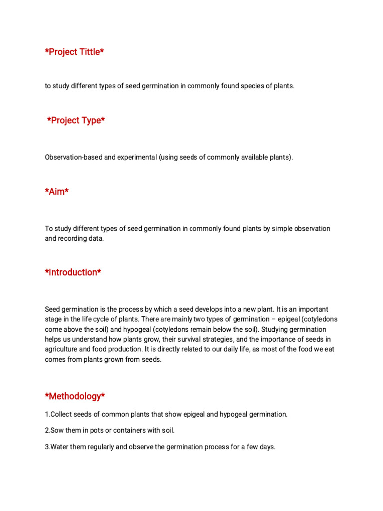 Seed Germination Project | PDF | Seed | Germination
