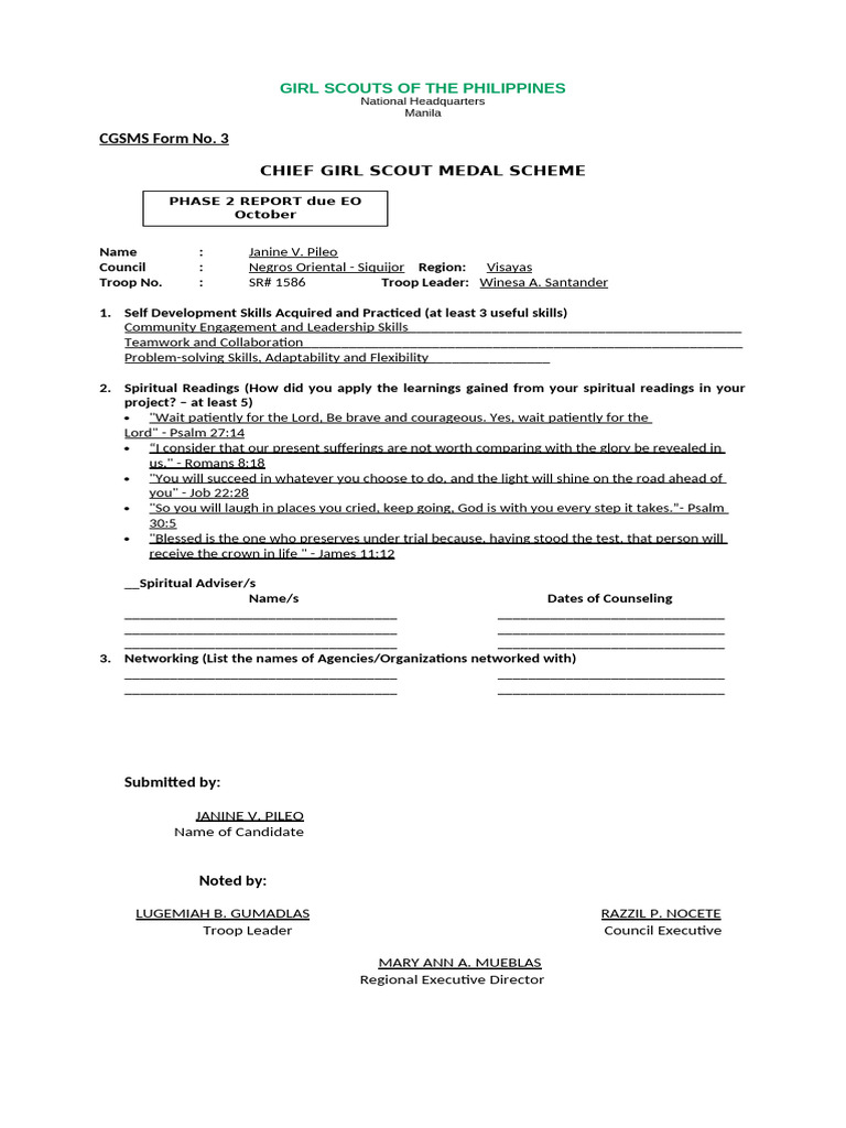 CGSMS Form No. 3 3 | PDF | Faith | Courage