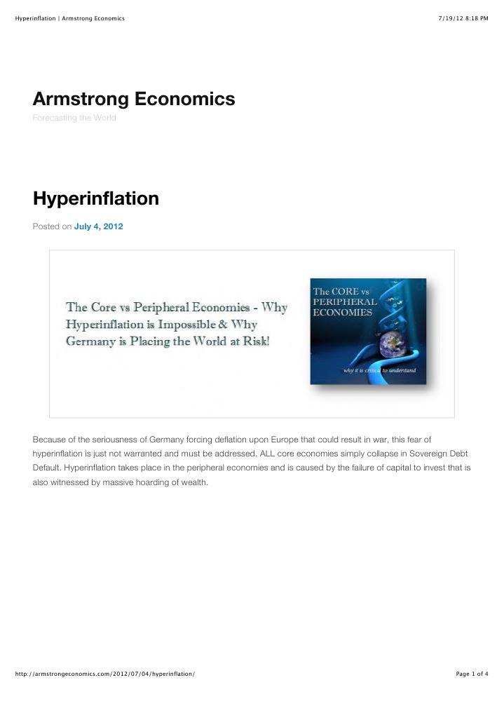 Hyperinflation - Armstrong Economics | PDF