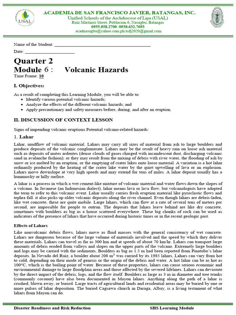 Module 6 Volcanic Eruption | PDF | Lava | Volcanic Ash