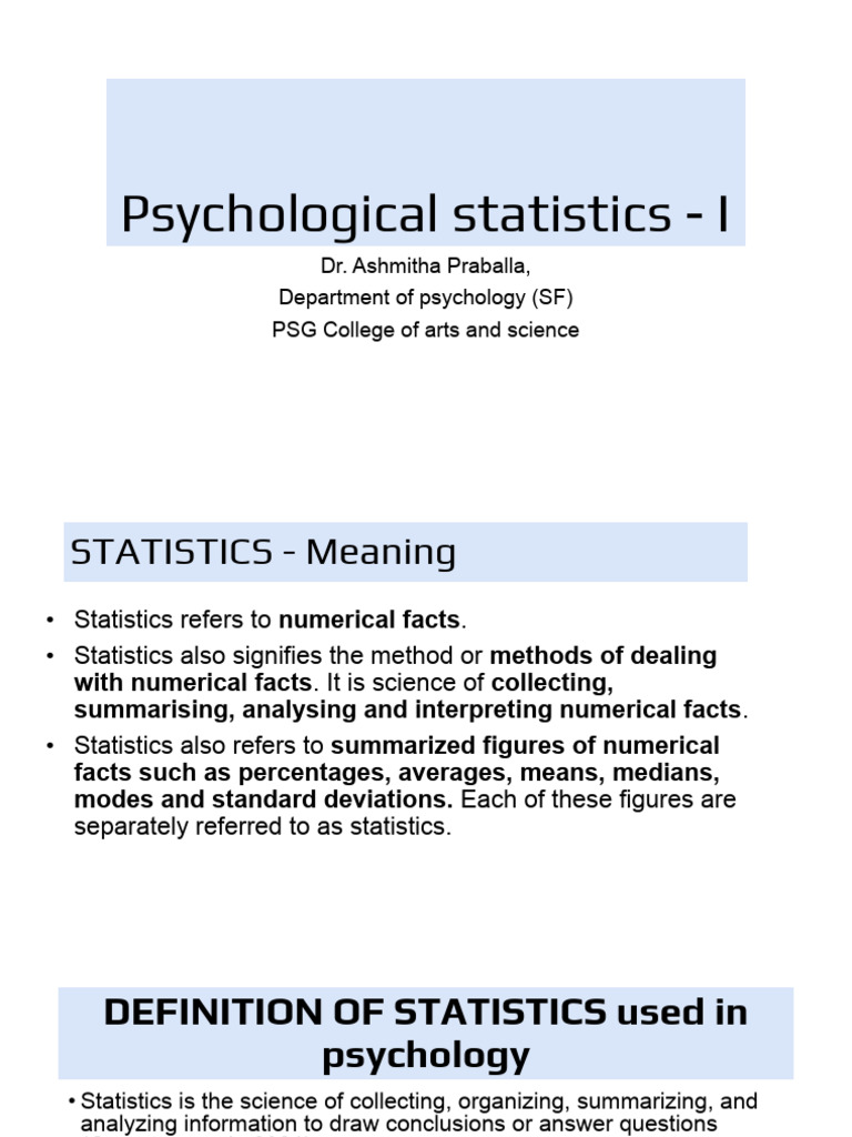 Psychological Statistics - I - Autosaved | PDF | Statistics | Level Of ...