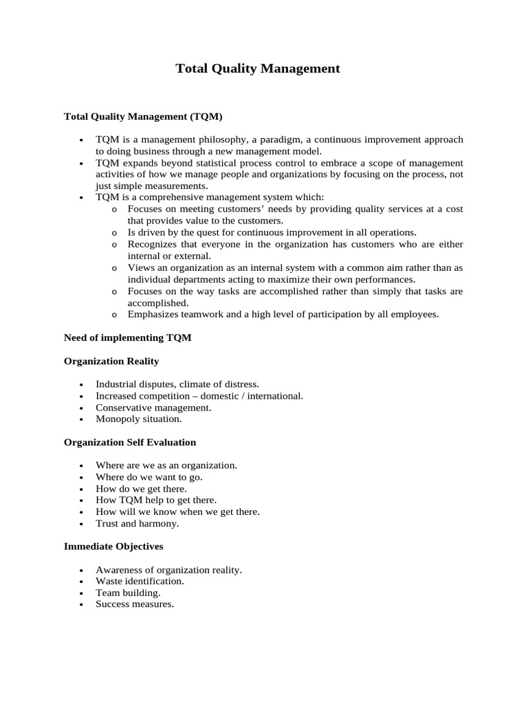 Total Quality Management | PDF | Agriculture | Food Safety