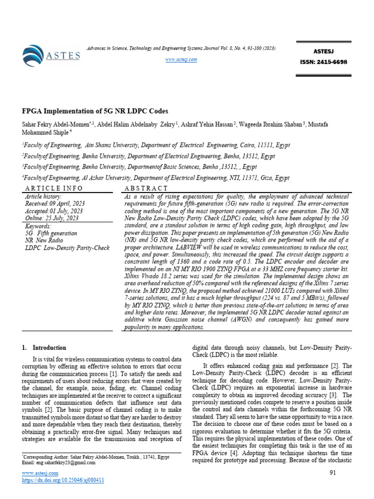 LDPC Astesj - 080411 | PDF | Low Density Parity Check Code | Field ...