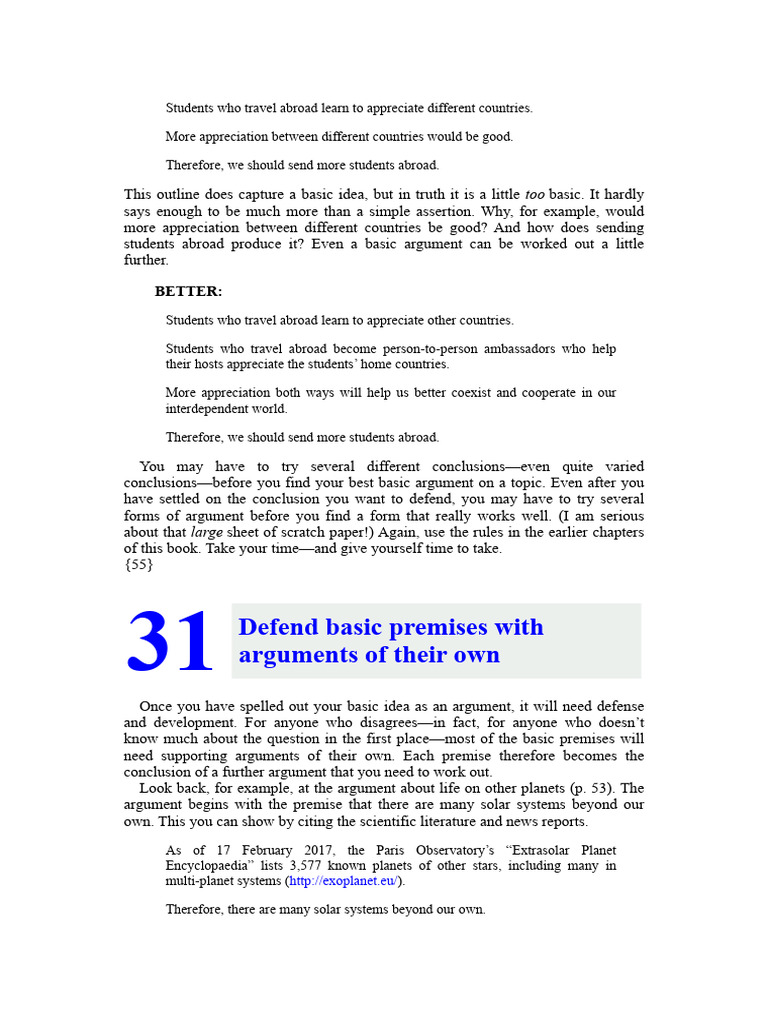 Defend Basic Premises With Arguments of Their Own: Better | PDF ...