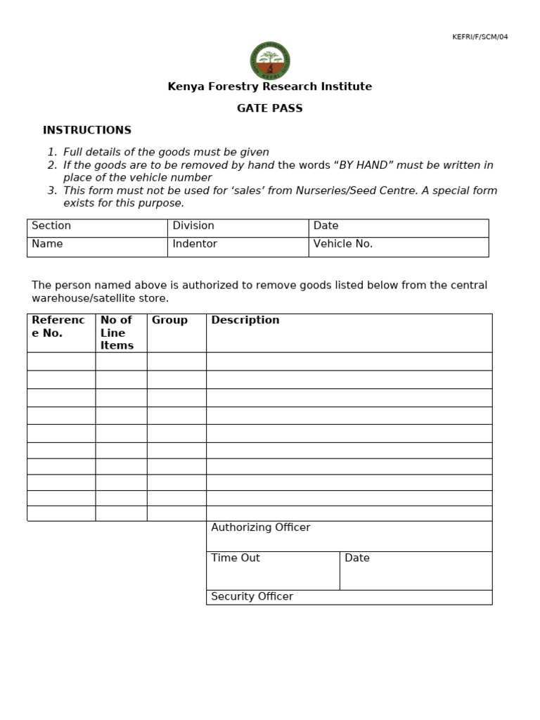Gate Pass | PDF