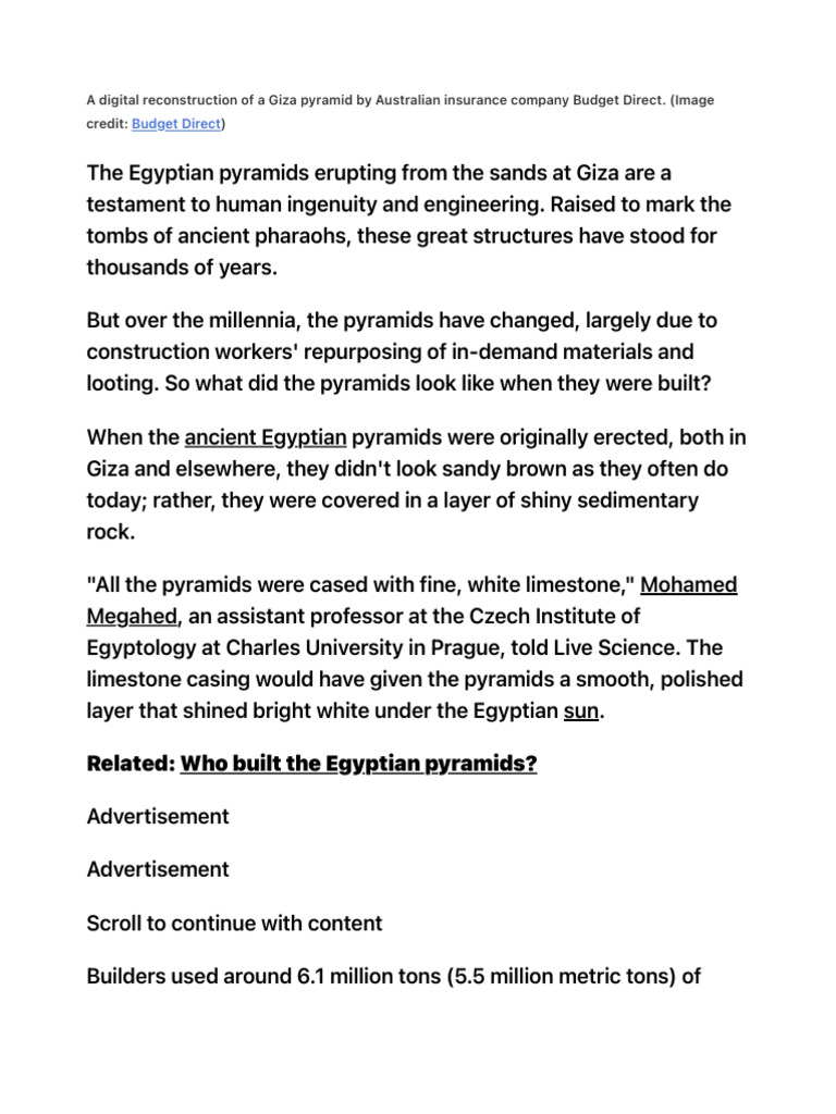 A Digital Reconstruction of A Giza Pyramid by Australian Insurance ...