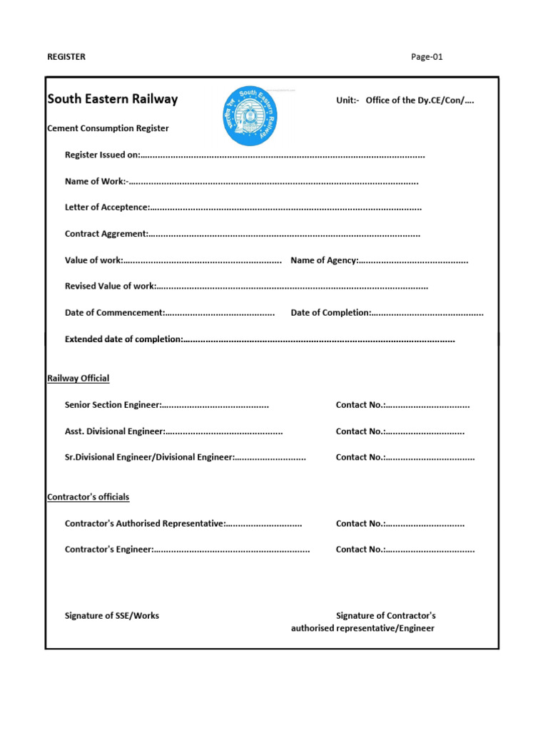 Cement Consumption Register | PDF