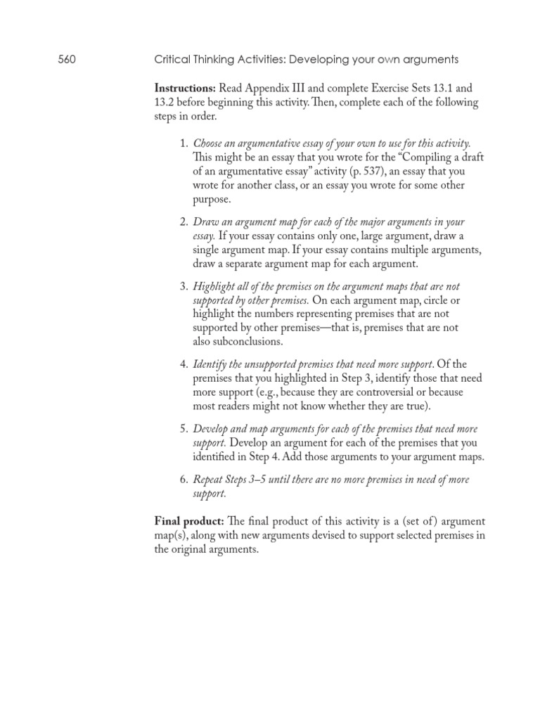 560 Critical Thinking Activities: Developing Your Own Arguments | PDF ...