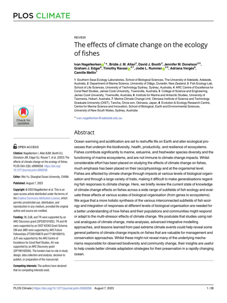 The Effects of Climate Change On The Ecology of Fi-1 | PDF | Ecology ...