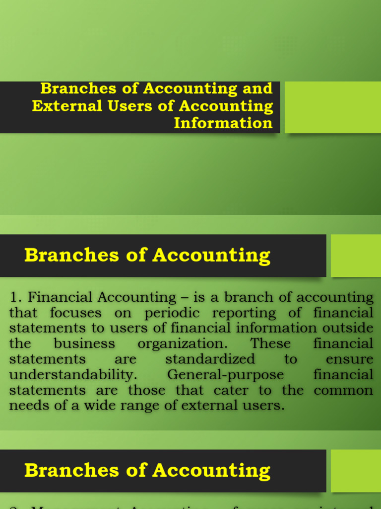 LESSON 2 Branches of Accounting and External Users of Accounting ...