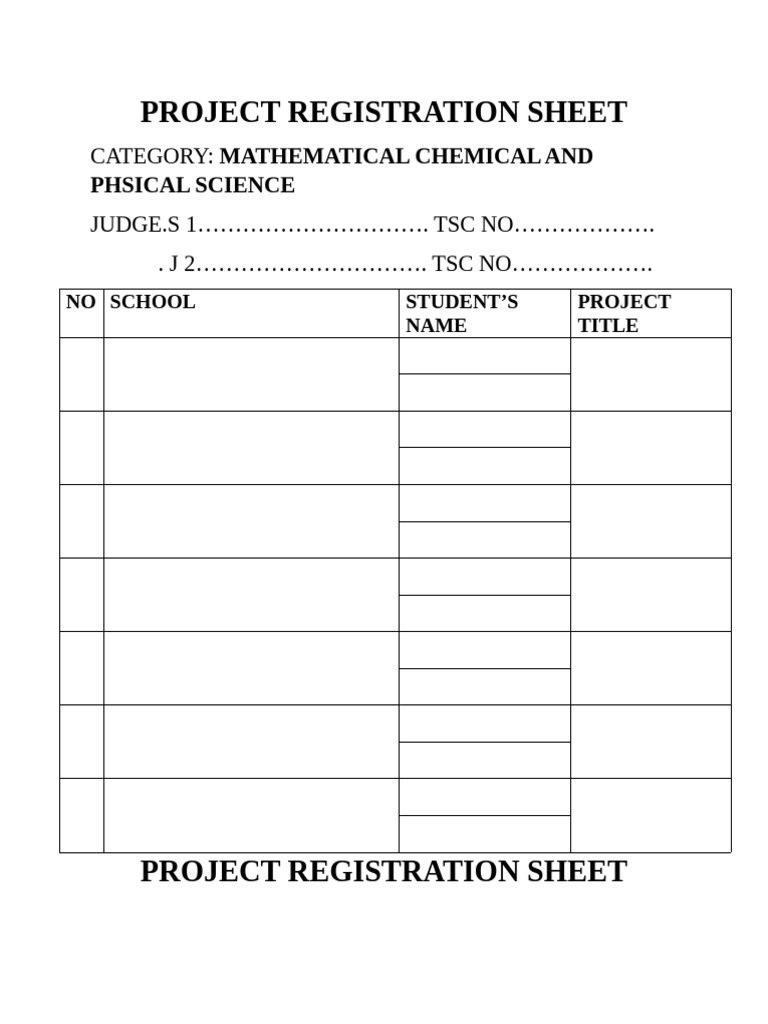 Project Registration Sheet | PDF