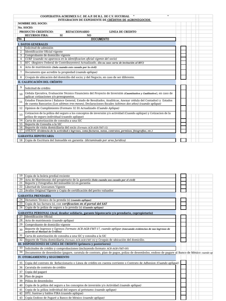 ACR-AGR-FMT-05 Check List Persona Fisica | PDF | Póliza de seguros ...