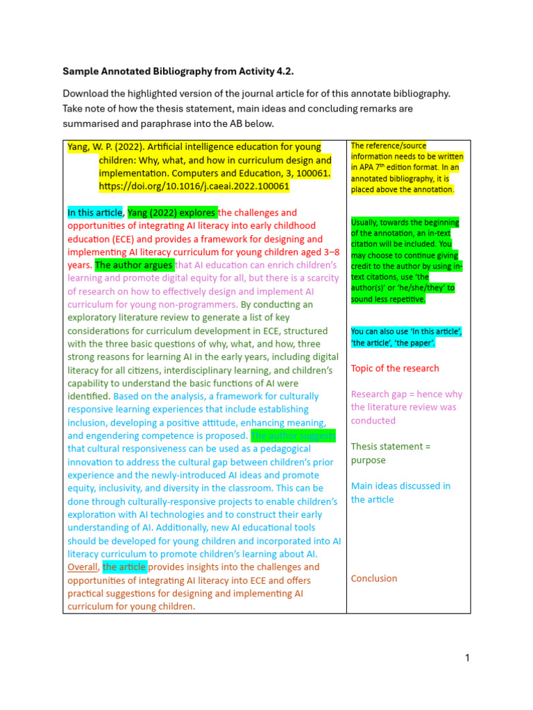 1a. A Sample Annotated Bibliography With Annotations | PDF | Artificial ...