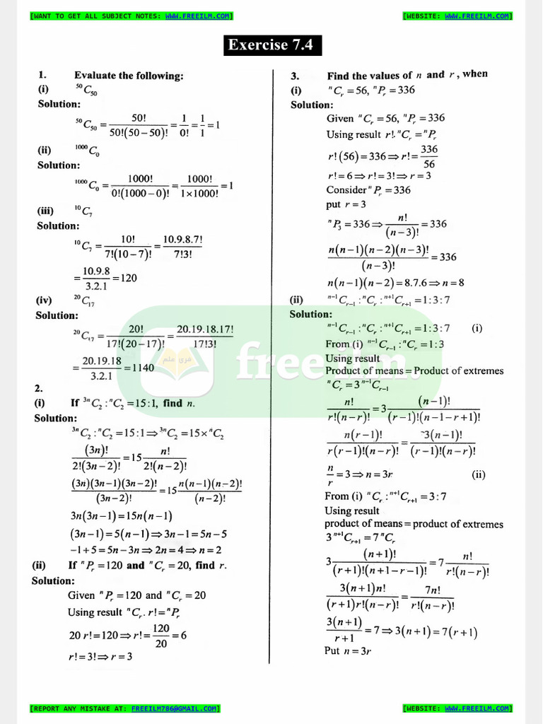 11th Math New Ch7 Ex7.4 | PDF