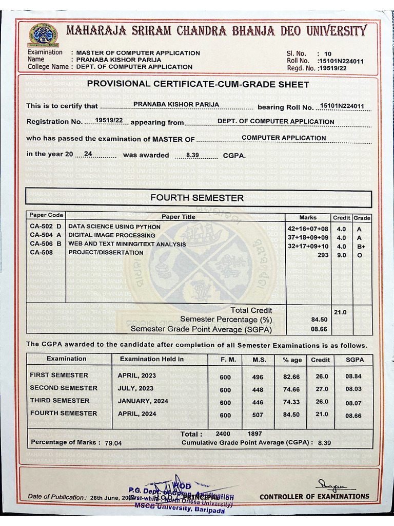 MCA Certificate Pranab | PDF