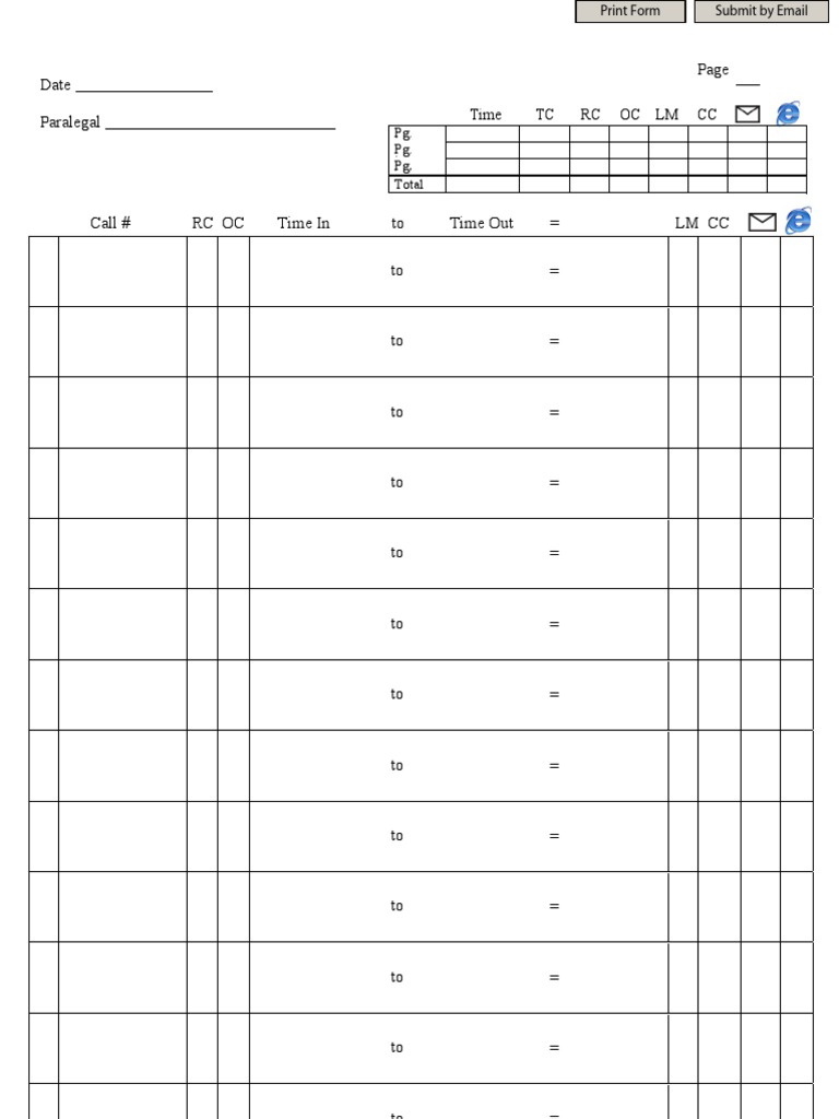 Call Tally Sheet Template | PDF