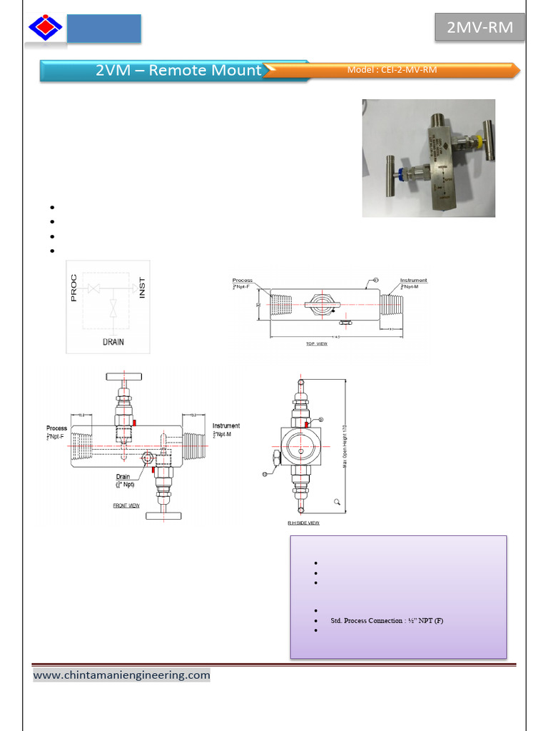 2 Valve Manifold Remote Mounting | PDF