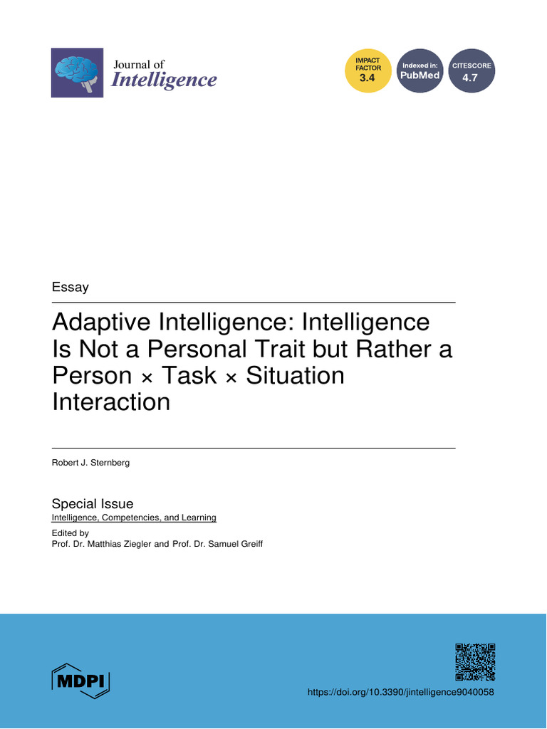 Adaptive Intelligence and Its Relationship | PDF | Intelligence ...