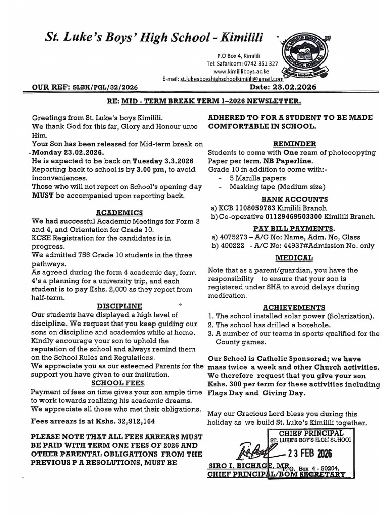 Mid-Term Break Term 1 - 2026 Newsletter. | PDF