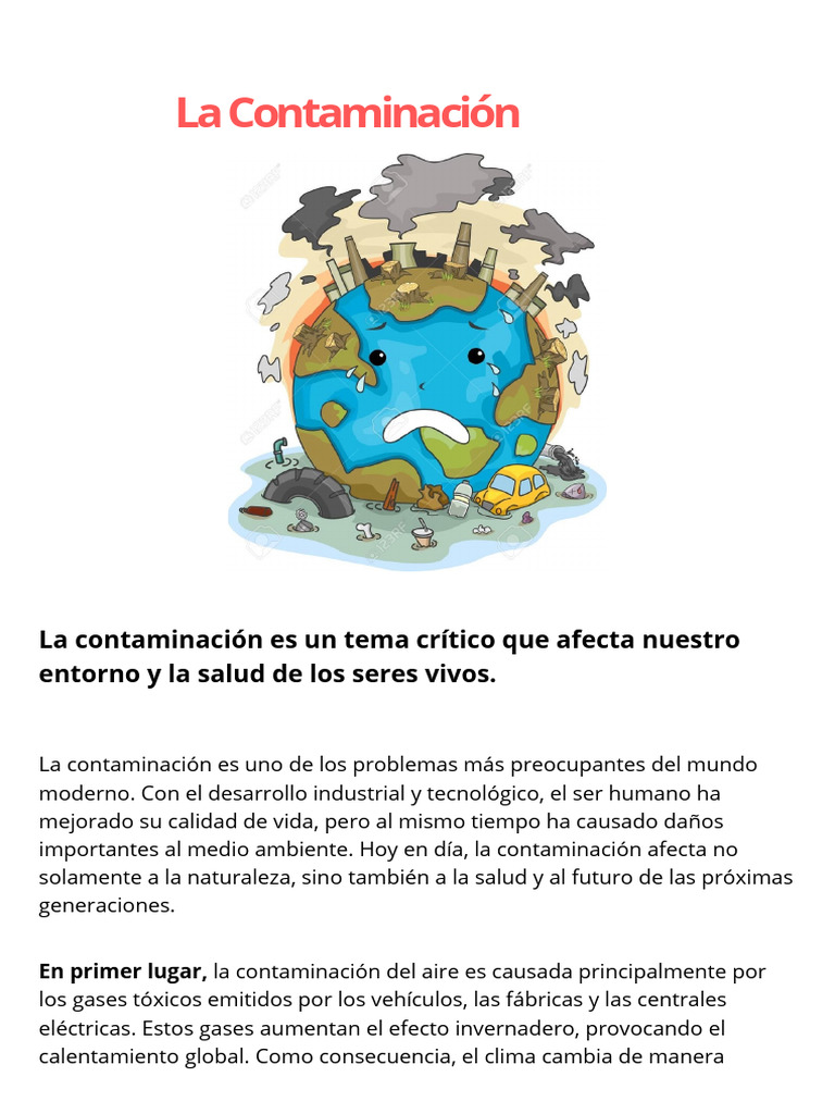 En segundo lugar, la contaminación del agua constituye una amenaza para ...