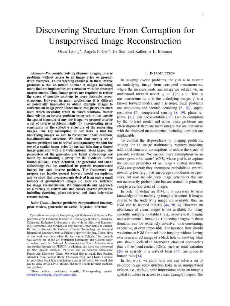 Unsupervised Katherine Paper | PDF | Inverse Problem | Applied Mathematics