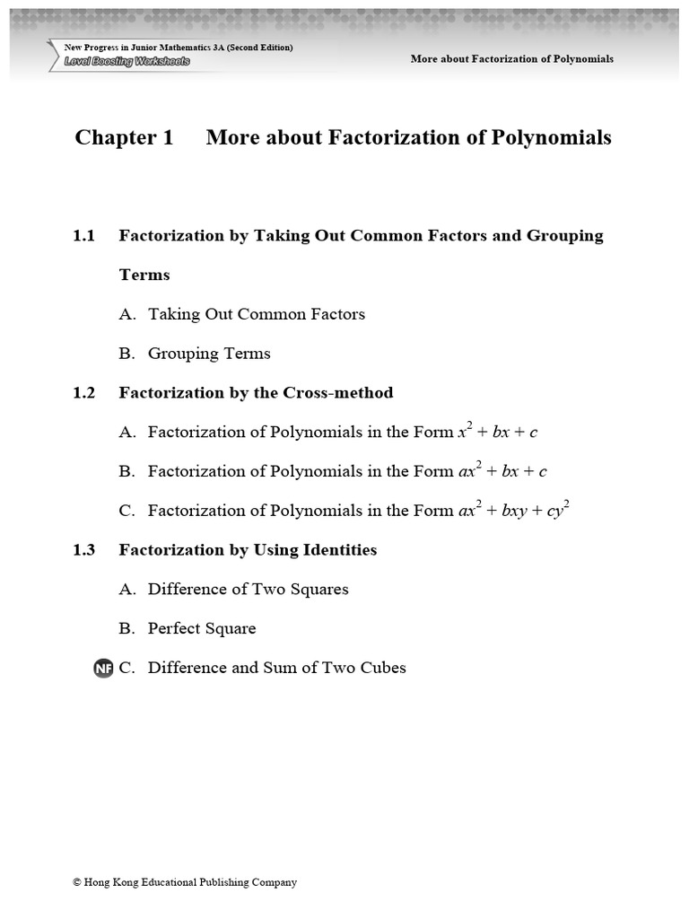 3A Ch01 WS LevelBoosting E | PDF | Factorization | Mathematics