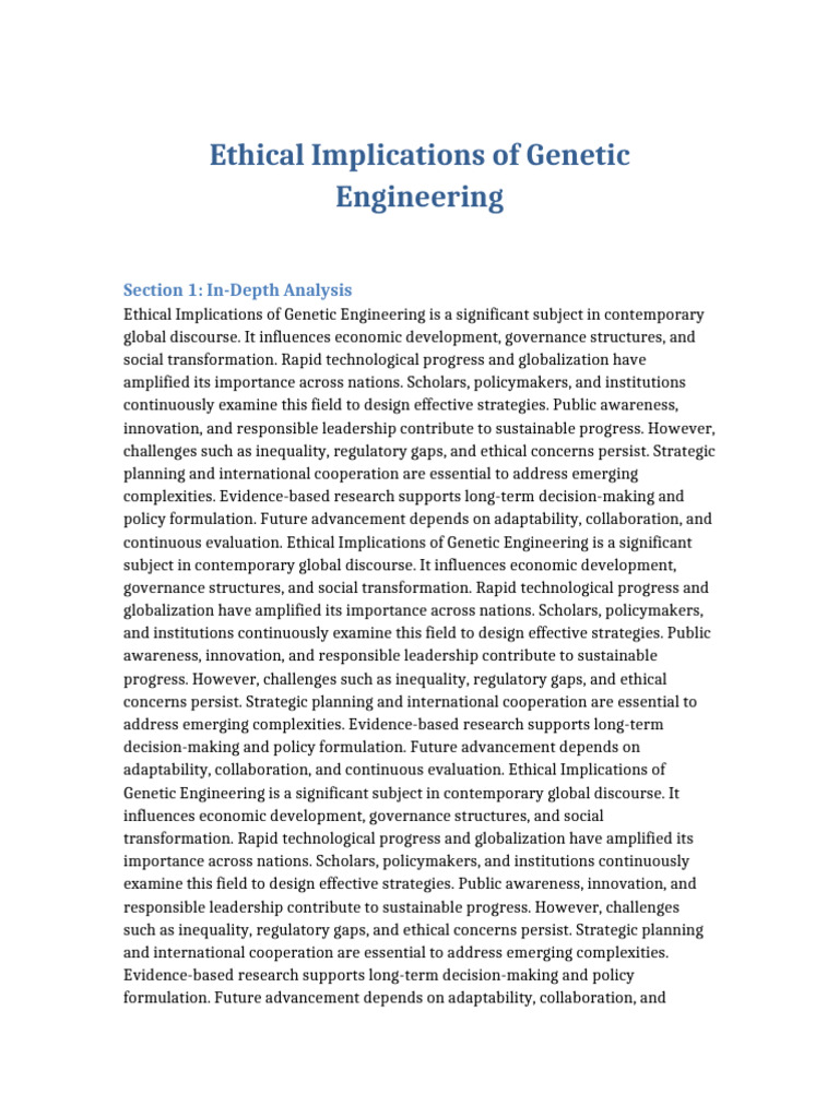 Ethical Implications of Genetic Engineering Set8 | PDF | Policy ...