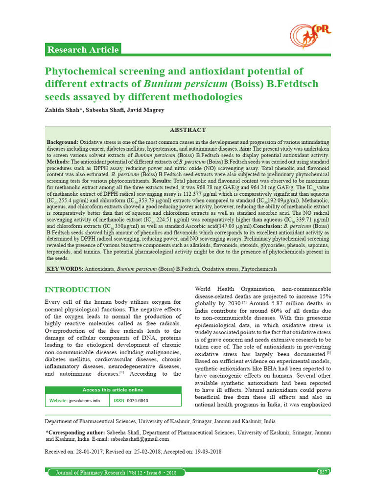 12.antioxidant Research Paper | PDF | Polyphenol | Antioxidant