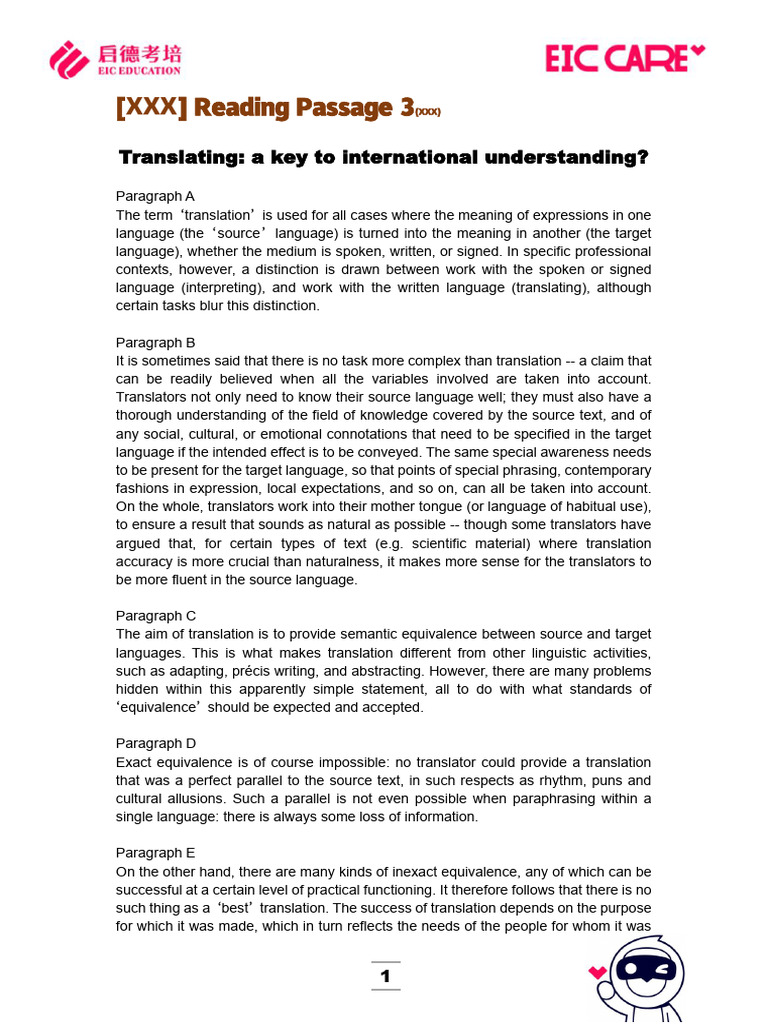 Translating - A Key To International Understanding | PDF | Translations ...