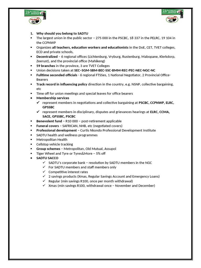 2026 SEC Training - Why Join SADTU | PDF