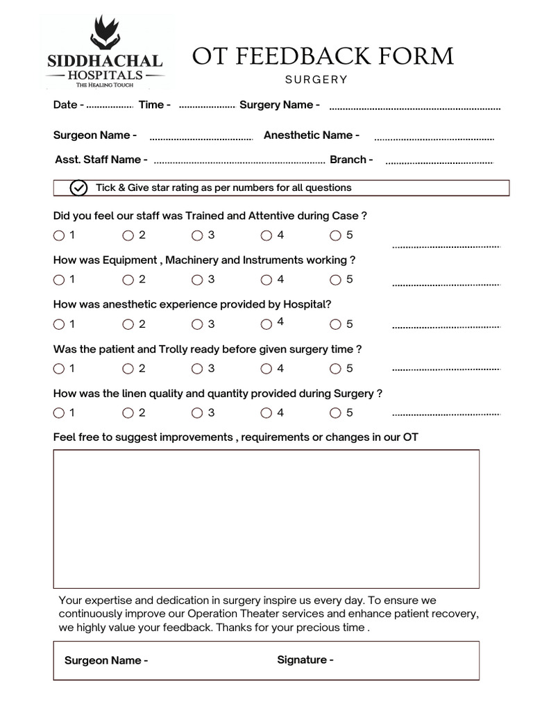 OT Feedback Form | PDF