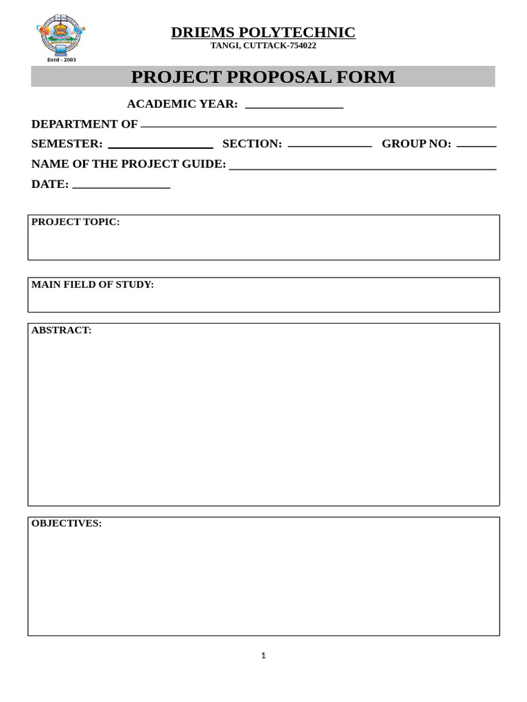 Project Proposal Form | PDF