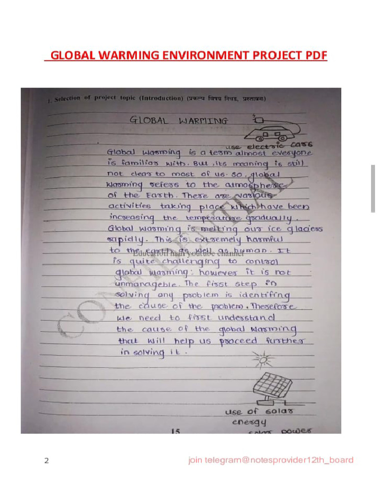 GLOBAL WARMING EVS PROJECT 12th STD | PDF