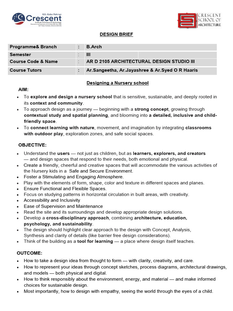 Nursery School Design Brief 08.10.25 | PDF | Learning | Design