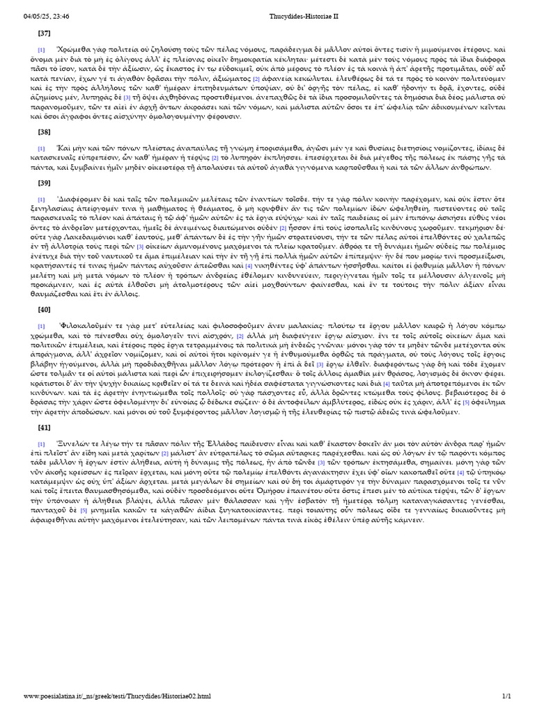 Thucydides-Historiae II 37-41 | PDF