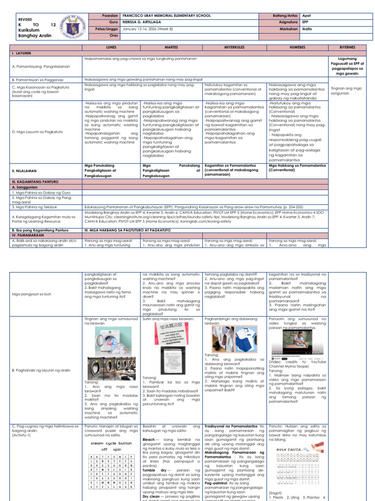 Epp4 Q3 W8 DLL | PDF