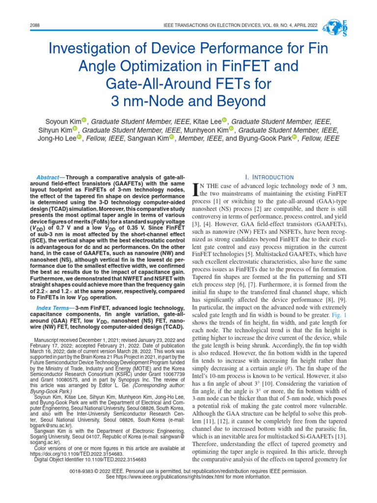 Investigation of Device Performance For Fin Angle Optimization in ...